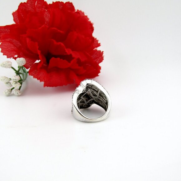 Large Diamond Ring 1.00 ctw. Sterling Silver Sz 6 Genuine Natural Real - Picture 7 of 8